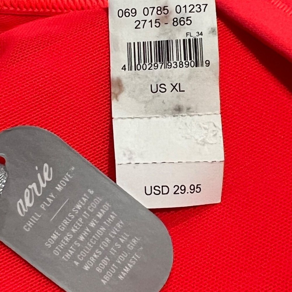 NWT AERIE Racerback Sports Bra Sz XL Orange Black Pullover - Picture 4 of 6